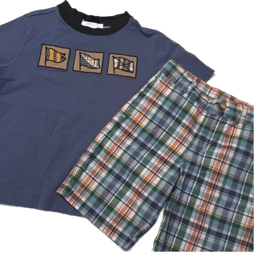 🦎Janie and jack gorgeous boys set size 4🦎 blue and green colors
